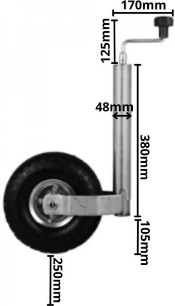 Neuswiel met luchtband Ø48 mm